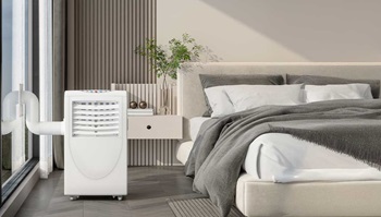 Ar condicionado portátil num quarto moderno